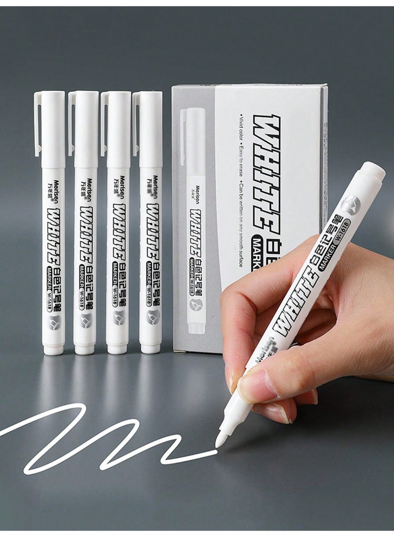 12pcs White Permanent Marker Pens – Waterproof, Oil-Based, Quick-Dry, Fade-Resistant Broad Tip for Wood, Glass, Metal, Ceramics, Fabric & DIY Art | Ideal for Graffiti, Greeting Cards, School & Creative Gifts - Image 1