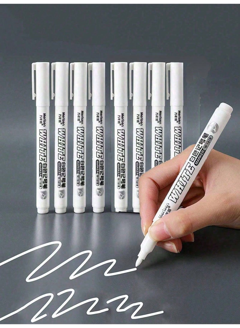 12pcs White Permanent Marker Pens – Waterproof, Oil-Based, Quick-Dry, Fade-Resistant Broad Tip for Wood, Glass, Metal, Ceramics, Fabric & DIY Art | Ideal for Graffiti, Greeting Cards, School & Creative Gifts - Image 2