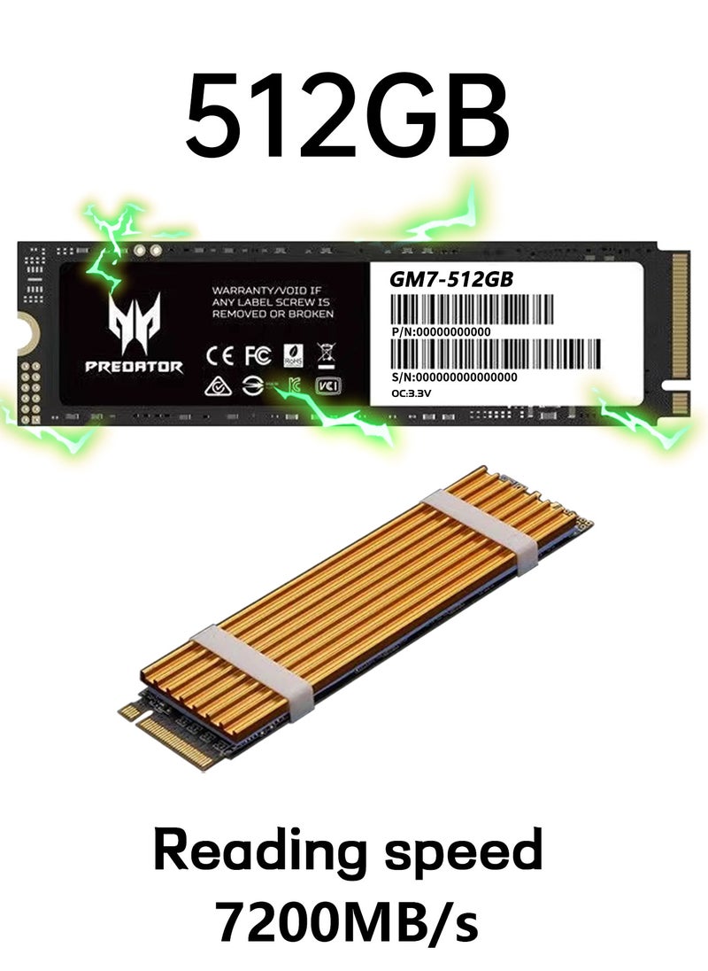 Predator - 512GB SSD PCIe NVMe Gen4 M.2 2280 7200MB/s, Internal Solid State Drives, Compatible with PS5, Desktop computer, Laptop, Including Heatsink, Disassembly Tools and Installation Instructions - Image 1