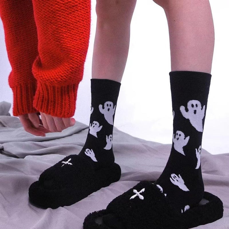 SherryDC Men's Halloween Pumpkins Bats Novelty Fun Crew Length Casual Dress Socks 2-Pack - Image 3