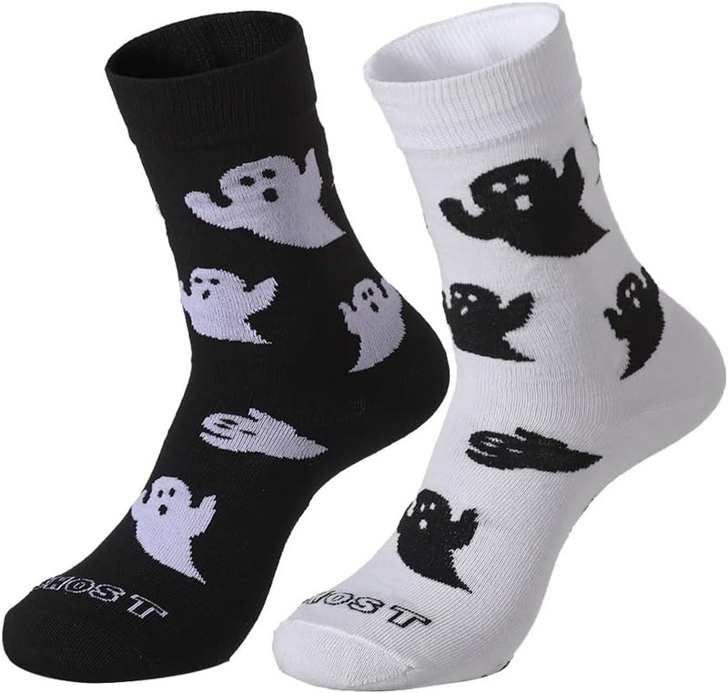 SherryDC Men's Halloween Pumpkins Bats Novelty Fun Crew Length Casual Dress Socks 2-Pack - Image 1