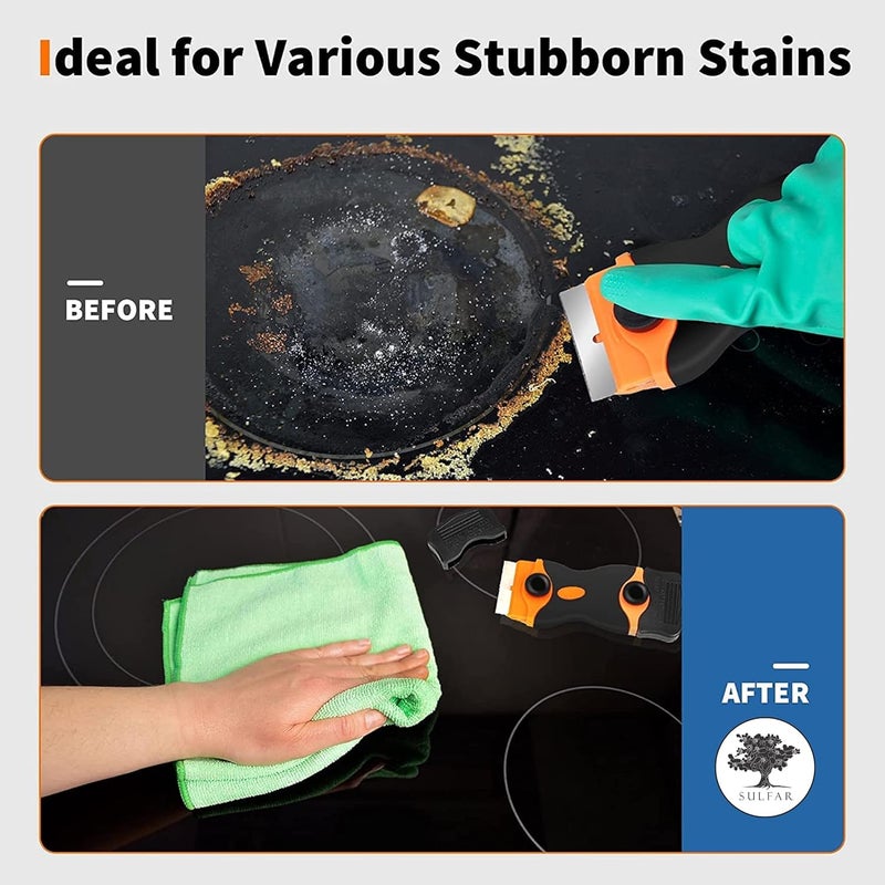 Sulfar Glue Remover Cleaning Scraper Tool Double Edged Multipurpose Removing Paint Labels Sticker 7 Piece Plastic Blades and 7 Piece Metal Blades - Image 5