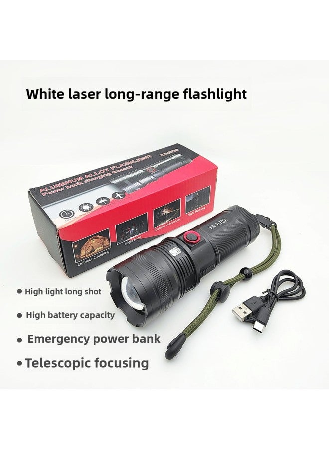 XHP70 Or White Laser Aluminum Alloy Flashlight Zoom Type-c Charging Port With Output Gift Box Flashlight-Color:XA-B702 White Laser Flashlight Gift Box  - Image 2