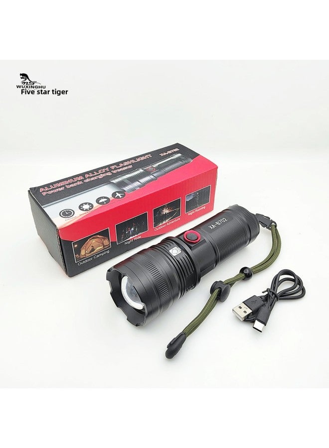XHP70 Or White Laser Aluminum Alloy Flashlight Zoom Type-c Charging Port With Output Gift Box Flashlight-Color:XA-B702 White Laser Flashlight Gift Box  - Image 1