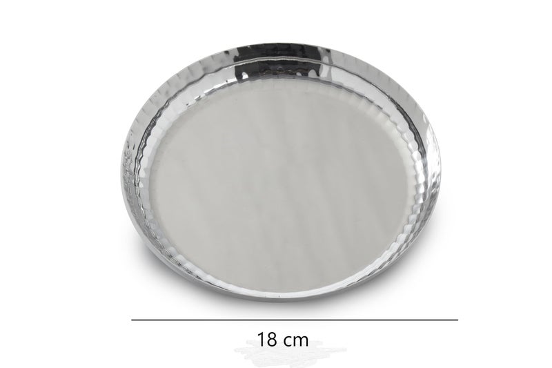 Expresso Stainless Steel Heavy Gauge Deep Wall Snack Plates | Mirror Finish | Rust-Resistant | Durable Steel Serving Plates for Snacks, Meals, Thali | Dishwasher Safe 18cm Dia (Pack of 1) - Image 2