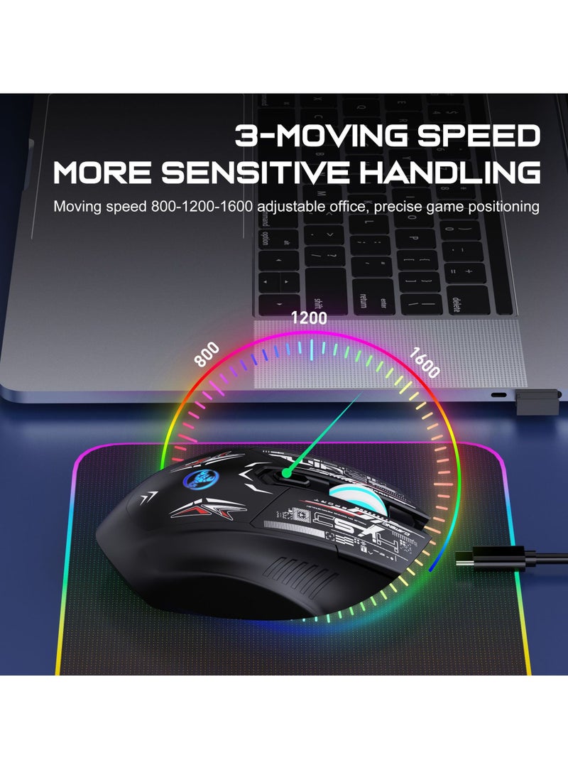 HXSJ T38 Dual Mode Silent Mouse, Wireless Bluetooth Computer Gaming Mouse with Adjustable 800-1200-1600DPI - Image 3