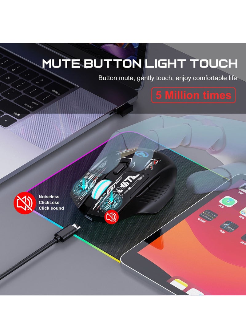 HXSJ T38 Dual Mode Silent Mouse, Wireless Bluetooth Computer Gaming Mouse with Adjustable 800-1200-1600DPI - Image 4