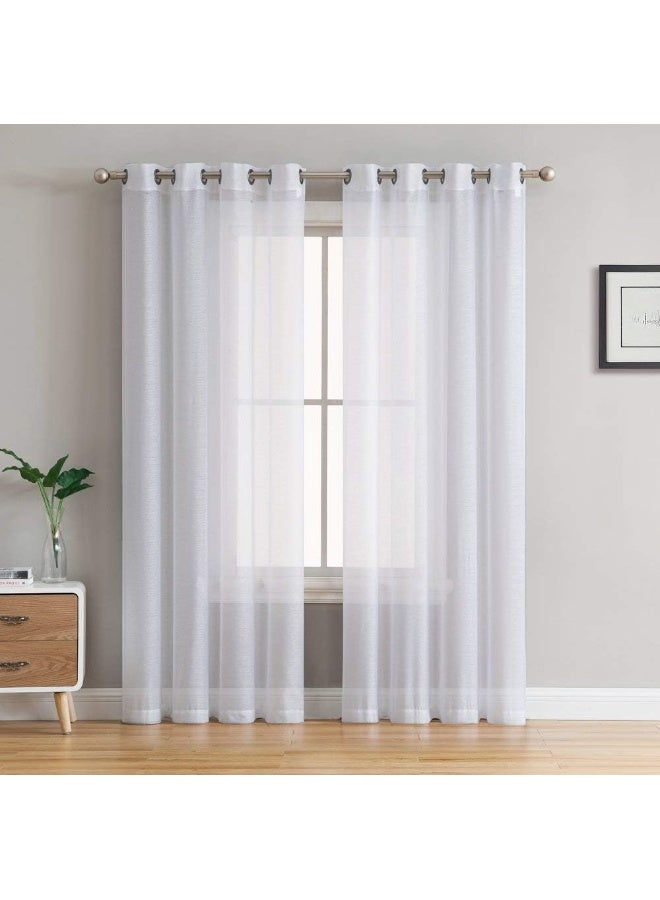 HLC.ME HLCME 2 Piece Semi Sheer Voile Window Curtain Drapes Grommet Panels for Bedroom Living Room  Kids Room 54 W x 90 L White - Image 5