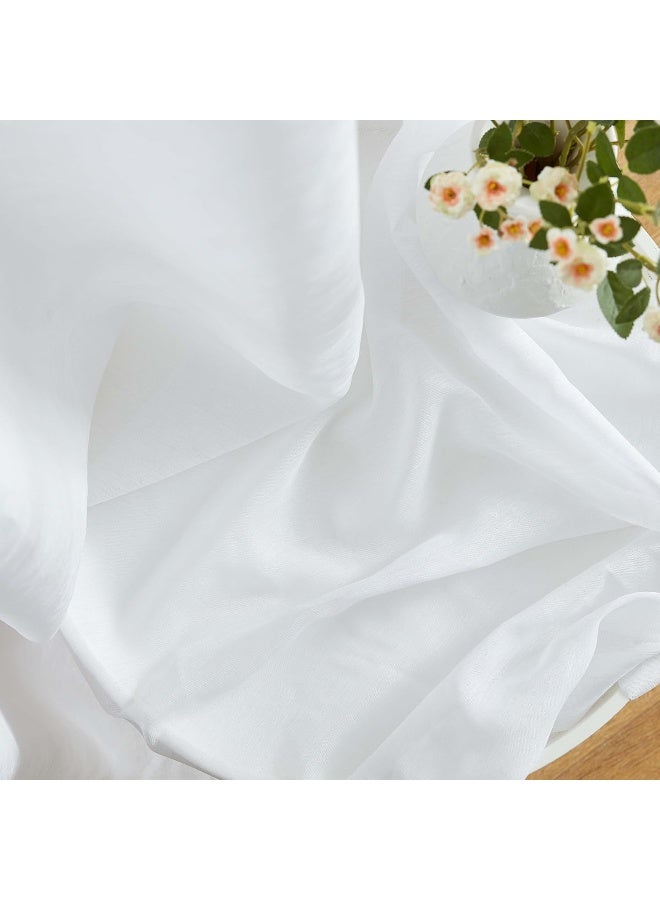 HLC.ME HLCME 2 Piece Semi Sheer Voile Window Curtain Drapes Grommet Panels for Bedroom Living Room  Kids Room 54 W x 90 L White - Image 2