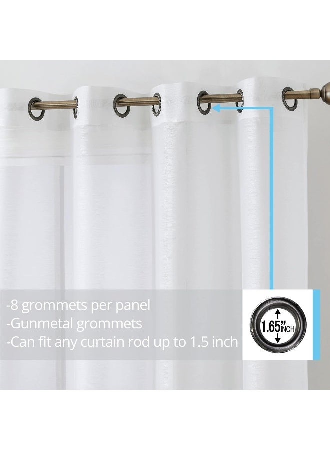 HLC.ME HLCME 2 Piece Semi Sheer Voile Window Curtain Drapes Grommet Panels for Bedroom Living Room  Kids Room 54 W x 90 L White - Image 3