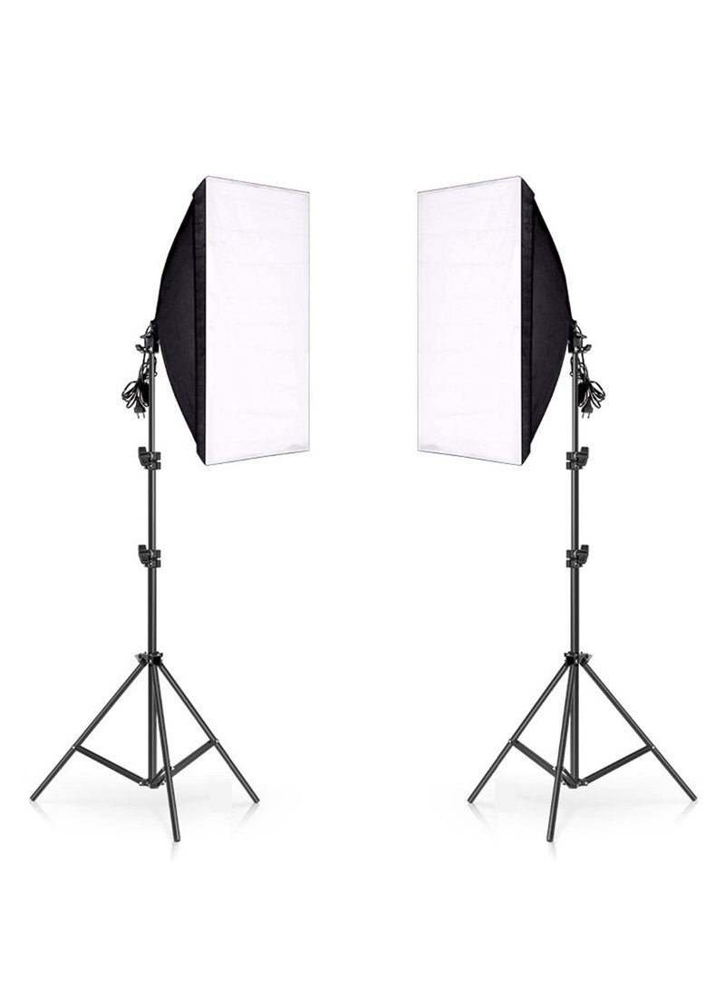 Photography Softbox Studio Kit Rectangle Continuous SoftBox Lighting Bundle [50x70cm Softbox *2pcs] & [Light Holder Stand *2pcs] Photo Studio Equipment Set - Image 2