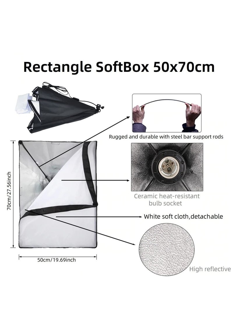 Photography Softbox Studio Kit Rectangle Continuous SoftBox Lighting Bundle [50x70cm Softbox *2pcs] & [Light Holder Stand *2pcs] Photo Studio Equipment Set - pzsku/Z3351E49B2D17182DC450Z/45/_/1676539631/f2fa11a6-077b-4368-8c22-4bb03e721723