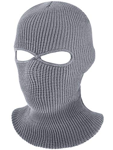 SATINIOR 2-Hole Knitted Ski Mask Full Face Mask Cover Neck Gaiter Winter Balaclava Warm Knit Beanie for Outdoor Sports(Medium,Grey) - Image 3