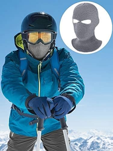 SATINIOR 2-Hole Knitted Ski Mask Full Face Mask Cover Neck Gaiter Winter Balaclava Warm Knit Beanie for Outdoor Sports(Medium,Grey) - Image 2