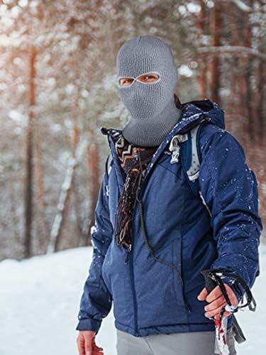 SATINIOR 2-Hole Knitted Ski Mask Full Face Mask Cover Neck Gaiter Winter Balaclava Warm Knit Beanie for Outdoor Sports(Medium,Grey) - Image 4