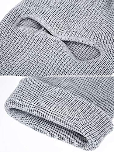 SATINIOR 2-Hole Knitted Ski Mask Full Face Mask Cover Neck Gaiter Winter Balaclava Warm Knit Beanie for Outdoor Sports(Medium,Grey) - Image 5