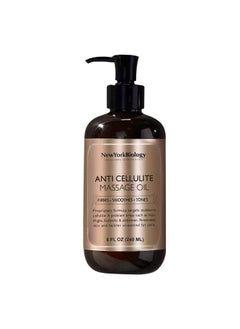 NEW YORK BIOLOGY THE ULTIMATE COSMECEUTICALS New York Biology Anti Cellulite Massage Oil 8 Fl. oz – Made with 100% Natural Oils – Body Oil for Massage Therapy, Muscle Relaxation and Deep Tissue  - Image 1