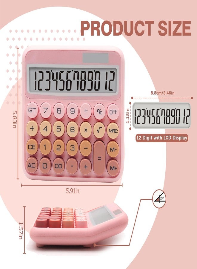 UPSIME Pink Brown Calculator, Big Button Calculator with Large LCD Display, Pink Office Desk Accessory for Offices, Schools, Homes and Businesses - Image 2