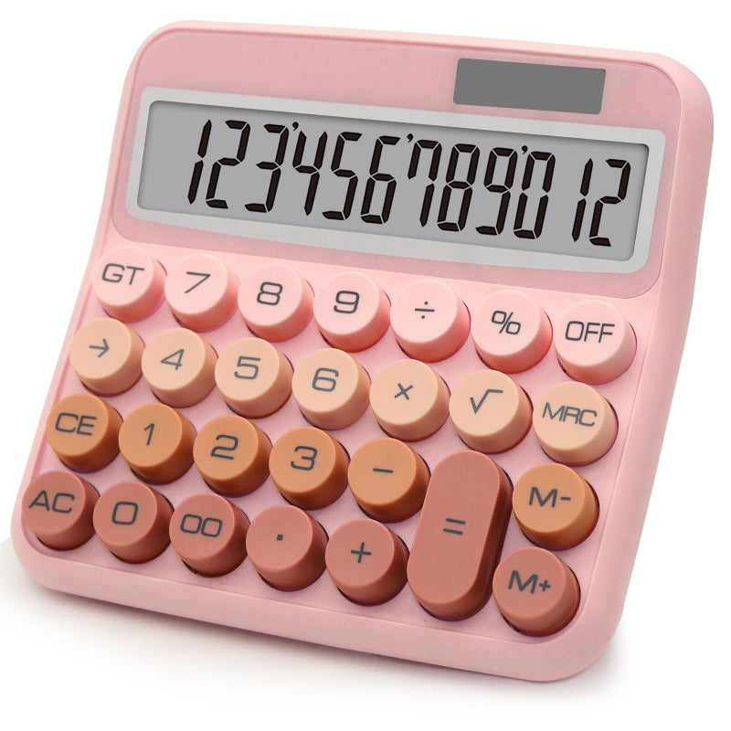 UPSIME Pink Brown Calculator, Big Button Calculator with Large LCD Display, Pink Office Desk Accessory for Offices, Schools, Homes and Businesses - Image 1