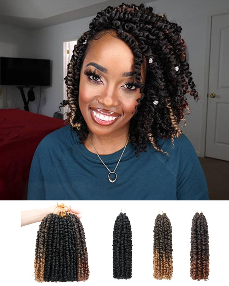 10 Inches 9 Packs Passion Twist Crochet HairMixed Color Combo Pack7packs 1B1pack T1B271pack T1B30Pre Looped Pretwisted Hair Braided by Spring Kinky Twist Bohemian Curls109 Packs1BT27T30
