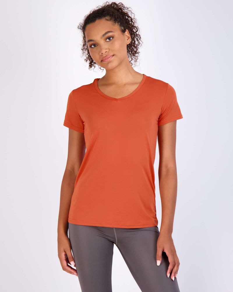 REALESSENTIALS Real Essentials 5 Pack: Women's Dry Fit Short Sleeve V Neck Workout Top - Fitness Pilates Gym Athletic Yoga T-Shirt (Plus Available), Set 12, S - Image 2