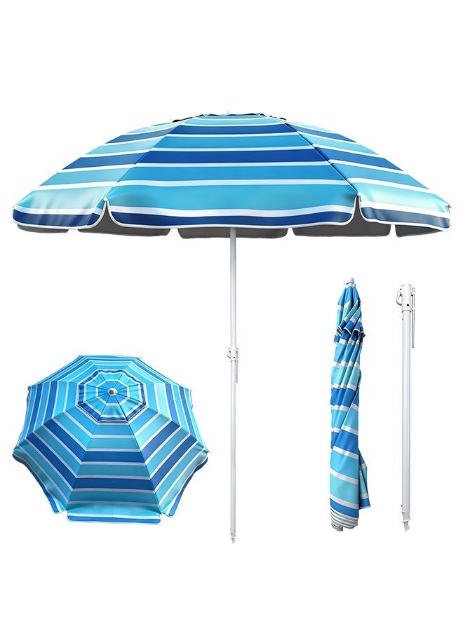 SOLARALIFE Beach Umbrella for Sand 2.2m Outdoor Sun Umbrella Portable with Tilt Pole, Carry Bag, and Air Vent for Pool,  Backyard Patio - Image 1