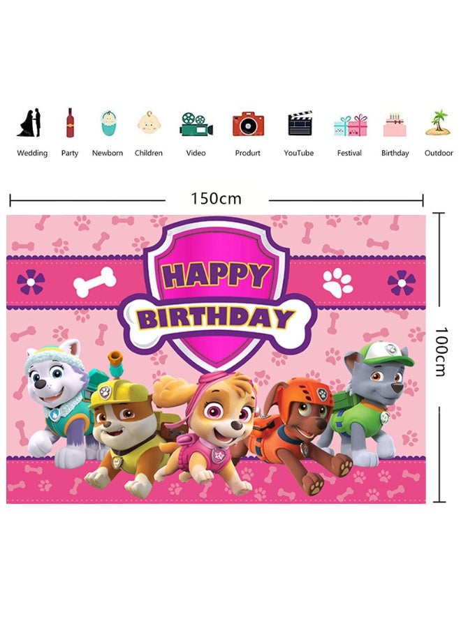 Paw Patrol themed birthday party background decoration cloth, suitable for children's birthday photography props background (size: 150cm X 100cm) - Image 5
