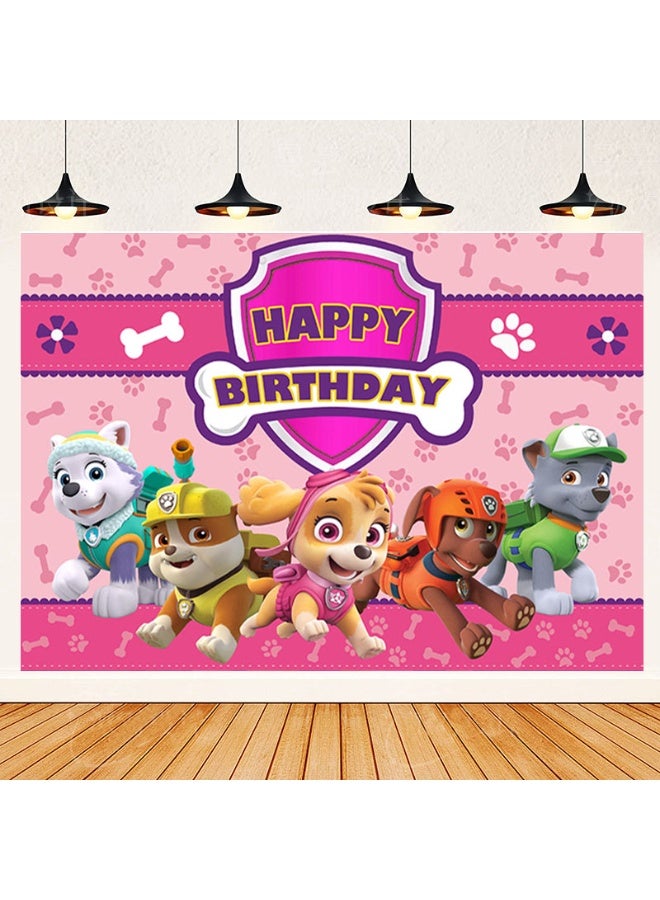 Paw Patrol themed birthday party background decoration cloth, suitable for children's birthday photography props background (size: 150cm X 100cm) - Image 1