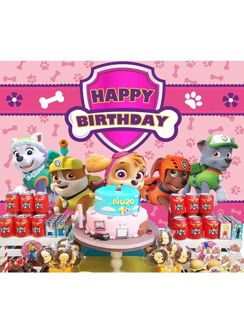 Paw Patrol themed birthday party background decoration cloth, suitable for children's birthday photography props background (size: 150cm X 100cm) - Image 2