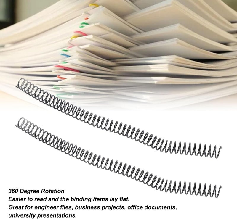 Acouto 100 Pcs Spiral Binding Coils 48 Teeth, 4: Pitch, 14.3mm, Fits Up to 115 Sheets, for Letter Size Documents (Black) - Image 3