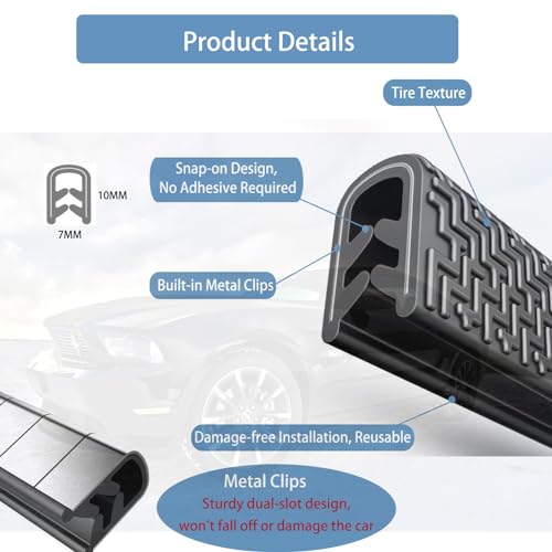 Winfort 16.5FT(5M) Universal Car Door Edge Protector Guards, No-Glue Required Rubber Seal U Shape Automotive Door Entry Guard, Suitable for Most Cars, SUVs and Trucks (Grey) - Image 2