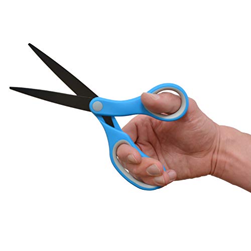 Westcott 55850 8-Inch Non-Stick Titanium Scissors For Office and Home, Blue/Gray, 4 Pack - Image 2