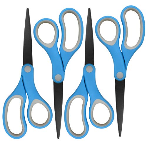 Westcott 55850 8-Inch Non-Stick Titanium Scissors For Office and Home, Blue/Gray, 4 Pack - Image 5