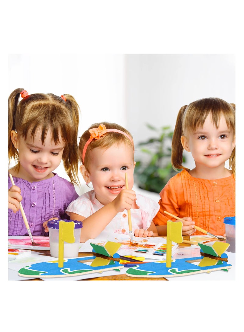 SOLARAE 12 Pcs DIY Wooden Sailboat Model Rubber Band Paddle Wood Boat Craft Paint Boat Toys for Birthday Carnival Party Handmade DIY Craft Kids Gift School Projects - Image 2