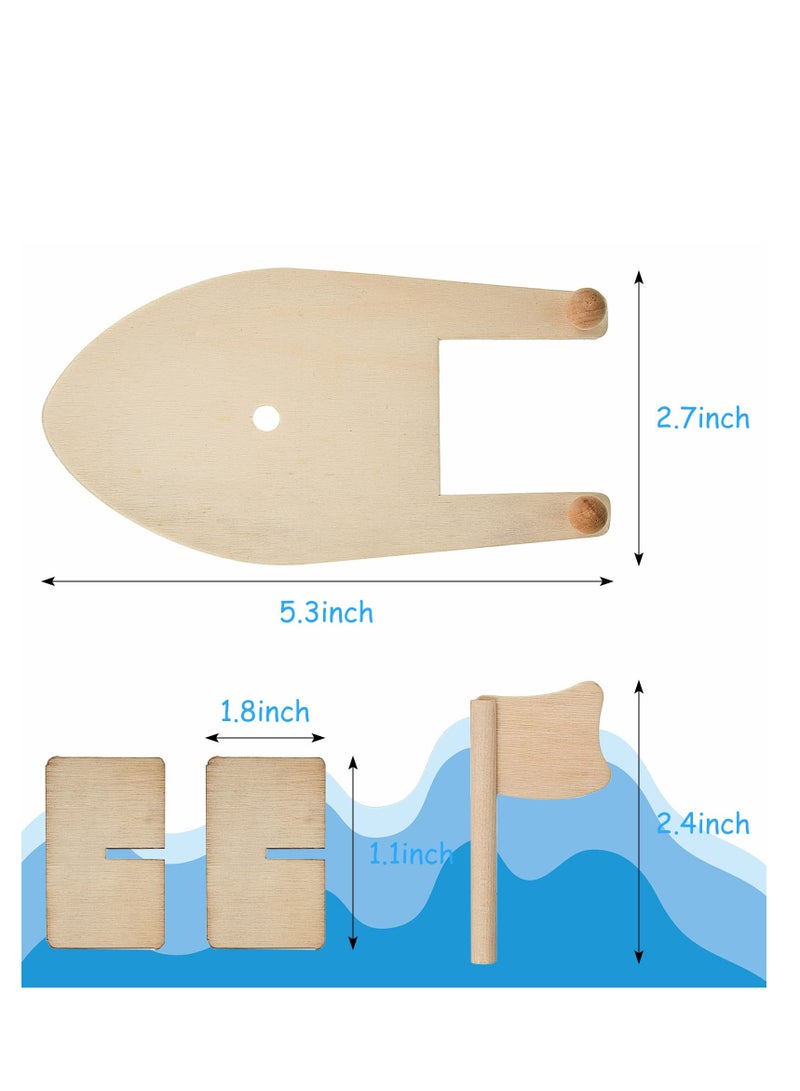 SOLARAE 12 Pcs DIY Wooden Sailboat Model Rubber Band Paddle Wood Boat Craft Paint Boat Toys for Birthday Carnival Party Handmade DIY Craft Kids Gift School Projects - Image 3
