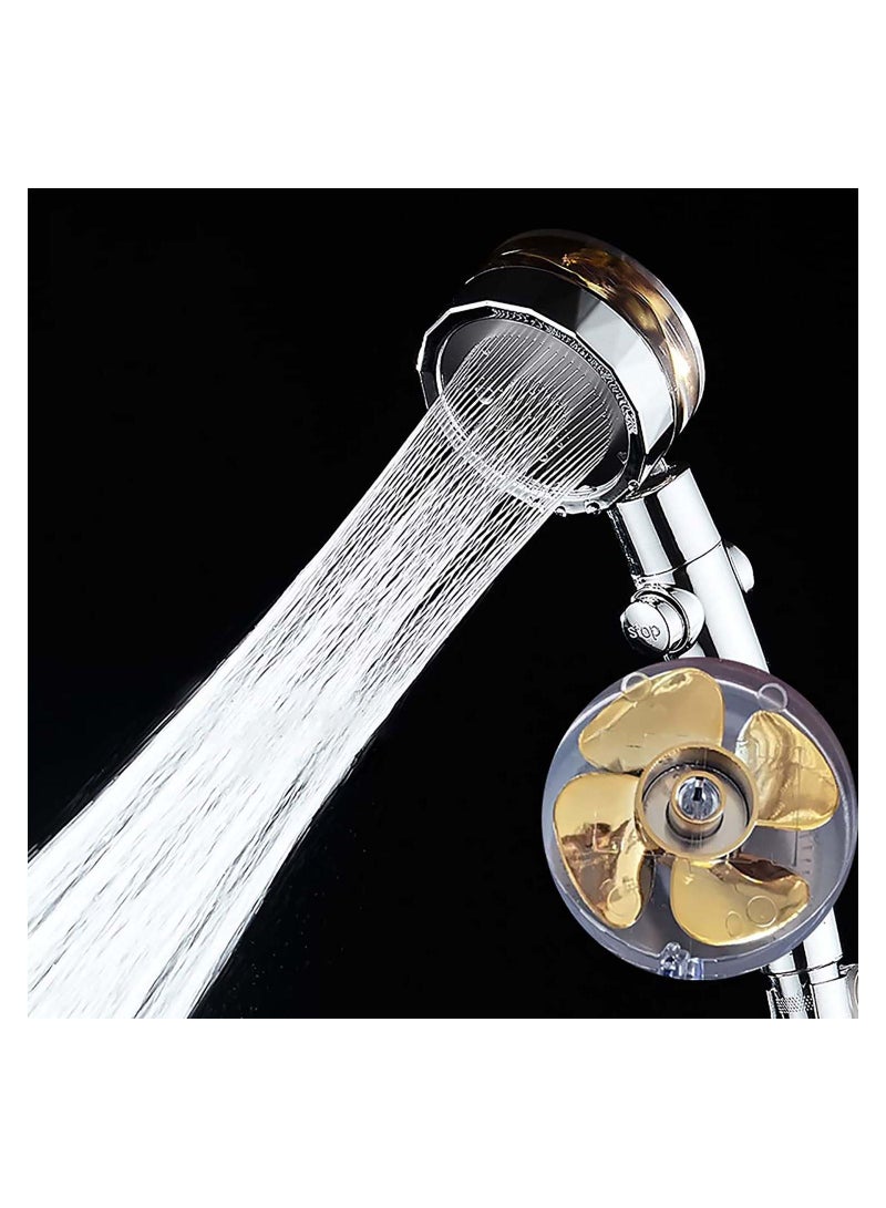High Pressure Water Saving Shower, Shower Head, 360 Degrees Rotating Head Propeller Driven Handheld Pressure, Excellent Replacement for Bath Showerhead - Image 3