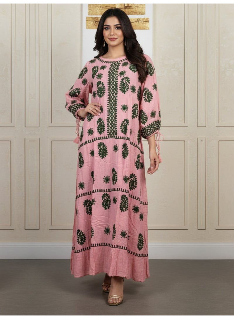 الايا جلابية شيكانكاري مطرزة يدوياً من الرايون - Image 1