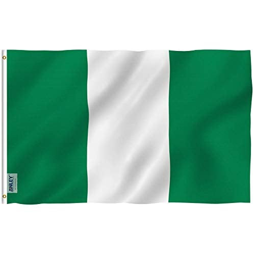 Anley Fly Breeze 3x5 Foot Nigeria Flag Vivid Color and Fade proof Canvas Header and Double Stitched Nigerian National Flags Polyester with Brass Grommets 3 X 5 Ft - Image 1