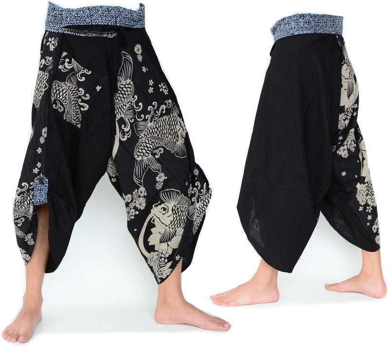 Siamrose Yoga Ninja Harem Samurai Pants Women Men, Japanese Style wrap Trousers, one Size - Image 2