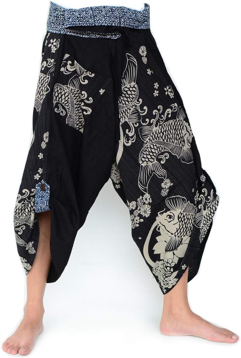 Siamrose Yoga Ninja Harem Samurai Pants Women Men, Japanese Style wrap Trousers, one Size - Image 1
