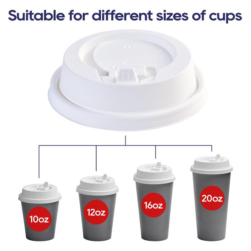 LITOPAK 200 Count Coffee Cup Lids  3.54'' Disposable Plastic Lids for 10oz  12oz  16oz  and 20oz Paper Cups  White - Image 3