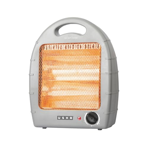 USHA 4002 800 Watt 2 Rod Halogen Heater with Safety Mesh(Grey) - Image 1