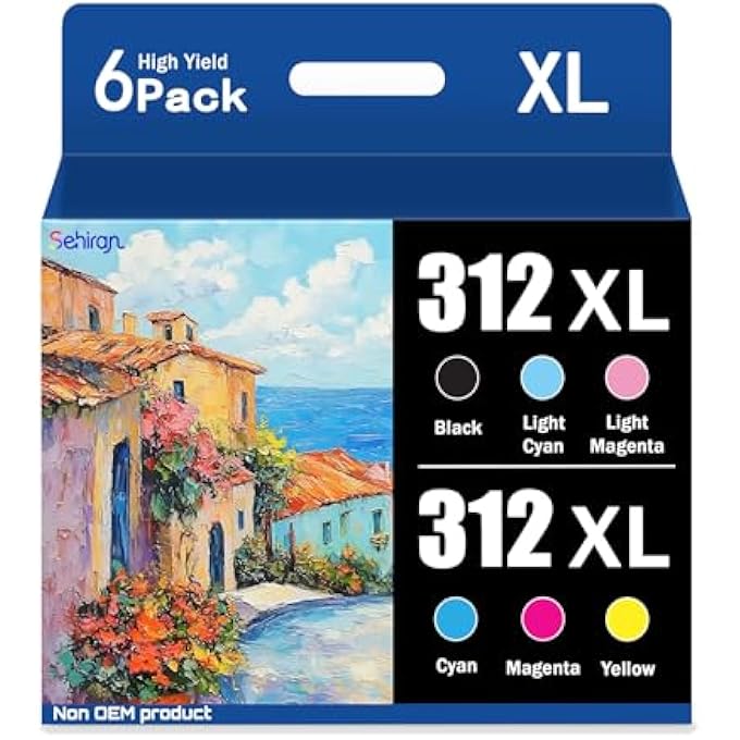 312XL HIGH YIELD INK CARTRIDGE REPLACEMENT FOR 312XL INK CARTRIDGE WITH EXPRESSION PHOTO XP-8500 XP-8600 XP-15000 PRINTER ( 6-PACK, 1 BLACK,1 CYAN,1 MAGENTA,1 YELLOW,1 LIGHT CYAN,1 LIGHT MAGENTA )