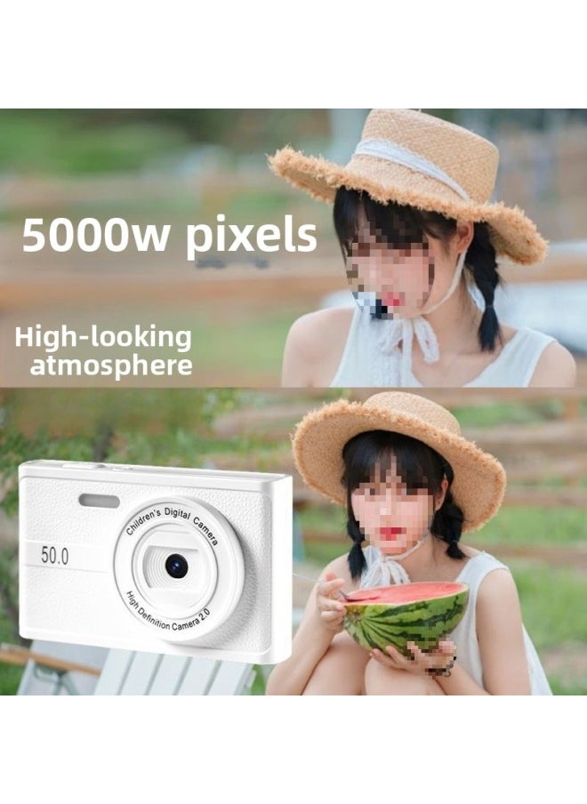 Generic - Bai Bing Recommend-based Clone Ccd Camera HD Dual-camera Digital Retro Affordable Student Campus Vlog Card Machine-Color:4k Snowflake White [fill Light + Music + Mobile Phone Transfer] Two-year Warranty-Specification:128g Memory Card [luxury Gift Package] Recommended - Image 1