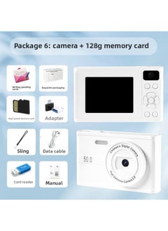 Bai Bing Recommend-based Clone Ccd Camera HD Dual-camera Digital Retro Affordable Student Campus Vlog Card Machine-Color:4k Snowflake White [fill Light + Music + Mobile Phone Transfer] Two-year Warranty-Specification:128g Memory Card [luxury Gift Package] Recommended