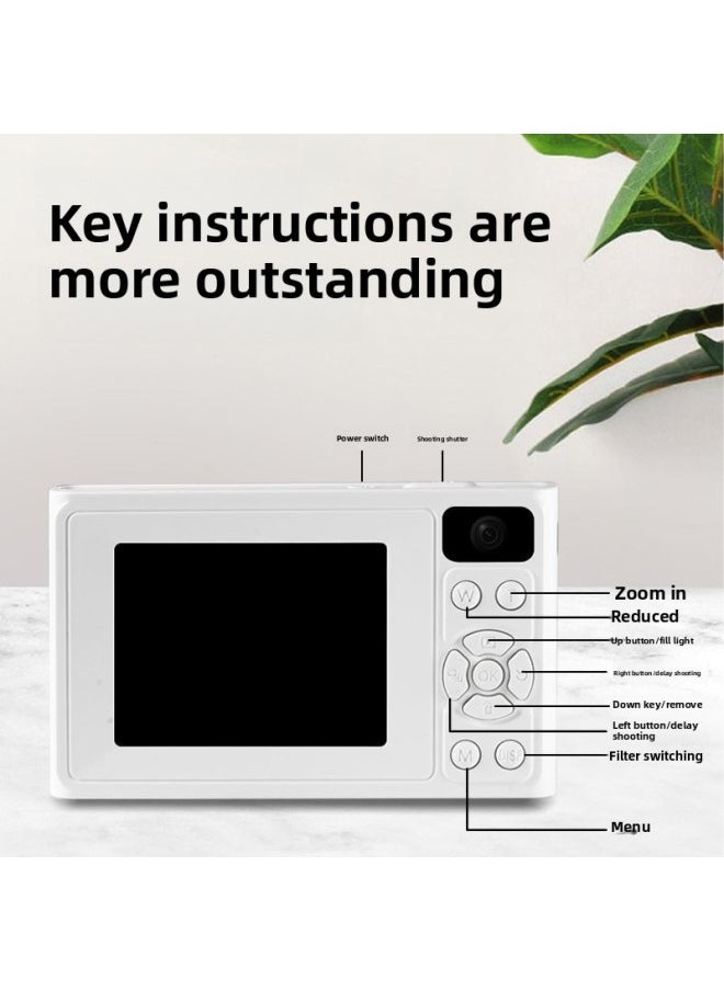 Generic - Bai Bing Recommend-based Clone Ccd Camera HD Dual-camera Digital Retro Affordable Student Campus Vlog Card Machine-Color:4k Snowflake White [fill Light + Music + Mobile Phone Transfer] Two-year Warranty-Specification:128g Memory Card [luxury Gift Package] Recommended - Image 1