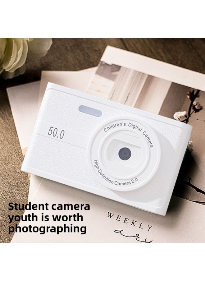 Generic - Bai Bing Recommend-based Clone Ccd Camera HD Dual-camera Digital Retro Affordable Student Campus Vlog Card Machine-Color:4k Snowflake White [fill Light + Music + Mobile Phone Transfer] Two-year Warranty-Specification:128g Memory Card [luxury Gift Package] Recommended - Image 1