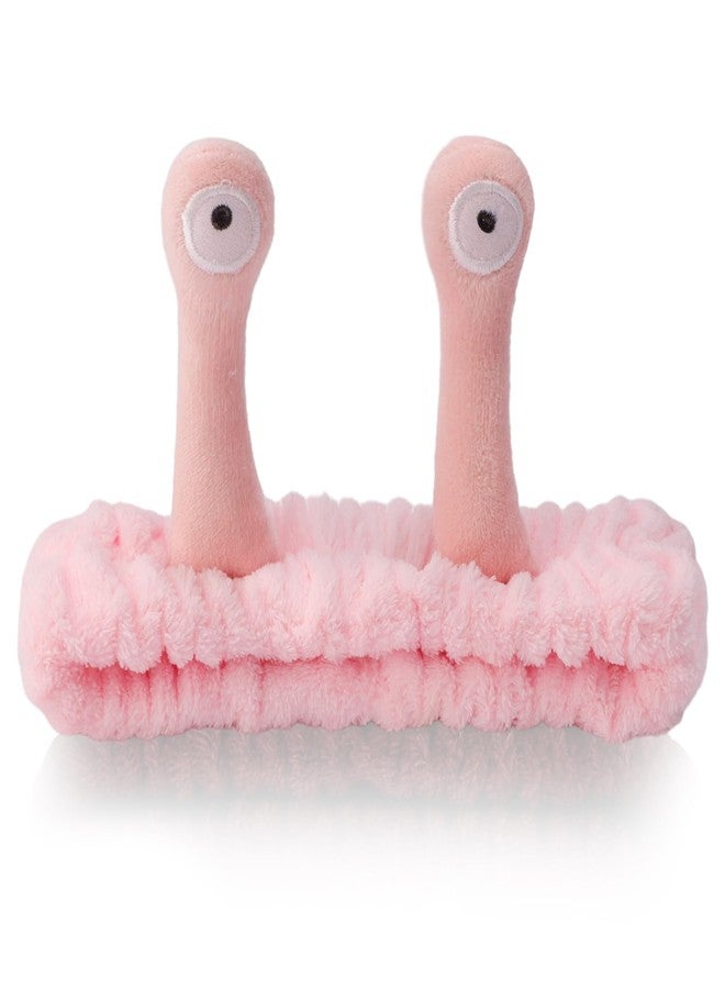SuPoo Snail Face Wash Headband - Light Pink, Soft Microfiber Material, Funny Design, One Size Fits Most, Strong Water Absorbent, Multi-Function Use for Spa, Sports, Yoga, Makeup, Face-Washing, Shower - Image 1