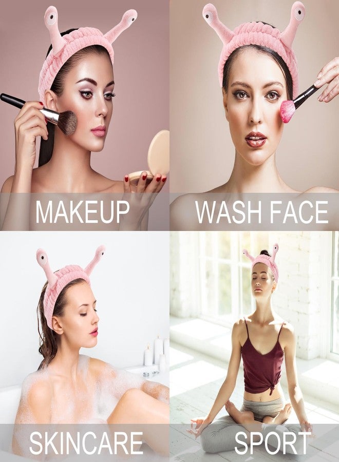 SuPoo Snail Face Wash Headband - Light Pink, Soft Microfiber Material, Funny Design, One Size Fits Most, Strong Water Absorbent, Multi-Function Use for Spa, Sports, Yoga, Makeup, Face-Washing, Shower - Image 2
