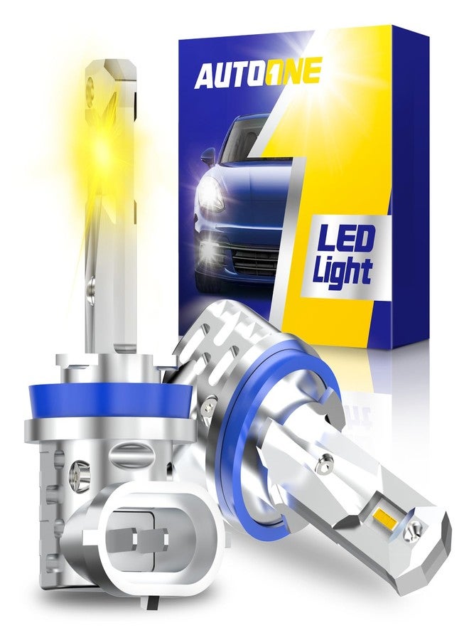 AUTOONE H8 H11 H16 LED Fog Light Bulbs or DRL, 3000K Amber Yellow Super Bright for Automotive Car Fog Lights Replacements, 50000 Hours Lifespan, Plug and Play, Pack of 2 - Image 1